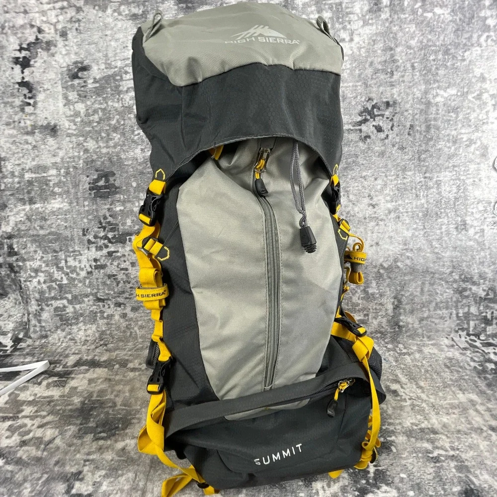 High Sierra 45L Summit‎ Backpack Grey Yellow Hiking Internal Frame Pack